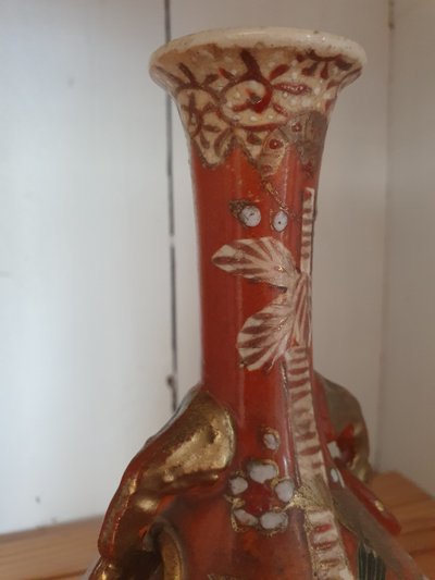 Meiji period Kyoto Satsuma tripod vase 