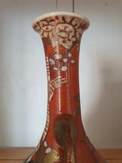 Meiji period Kyoto Satsuma tripod vase 