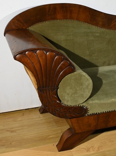 Mahogany burl sofa, Biedermeier style - Late 19th century