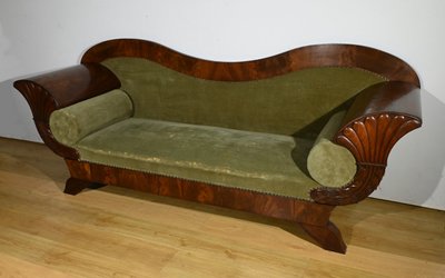 Mahogany burl sofa, Biedermeier style - Late 19th century