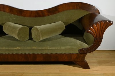 Mahogany burl sofa, Biedermeier style - Late 19th century