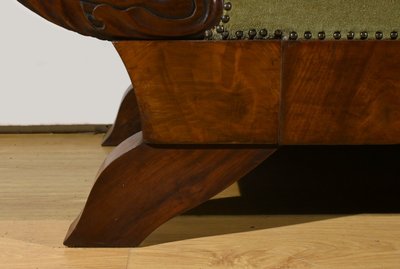 Mahogany burl sofa, Biedermeier style - Late 19th century