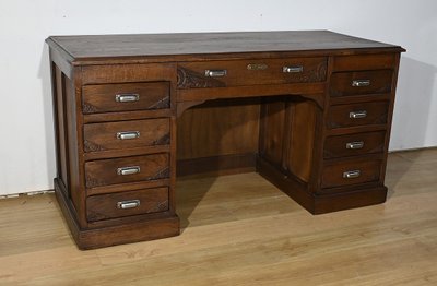 Oak pedestal desk, Art Deco - 1940