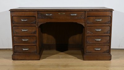 Oak pedestal desk, Art Deco - 1940