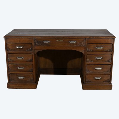 Oak pedestal desk, Art Deco - 1940