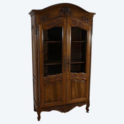 Walnut display bookcase, Louis XV style - Late 19th century