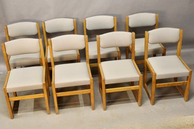 Suite Of 8 Brutalist XXth Century Dining Chairs