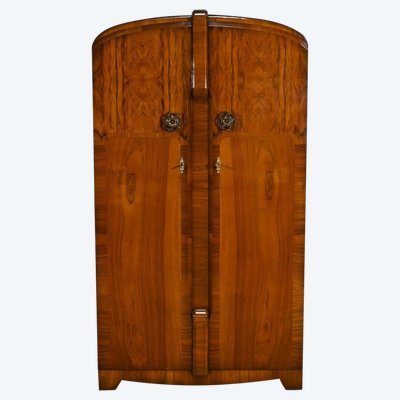 Small Walnut Wardrobe, Art Deco, Maison Walrose, England - 1940