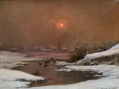 Snowy Landscape By Théodore Levigne (1848/1912)