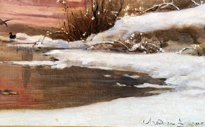 Snowy Landscape By Théodore Levigne (1848/1912)