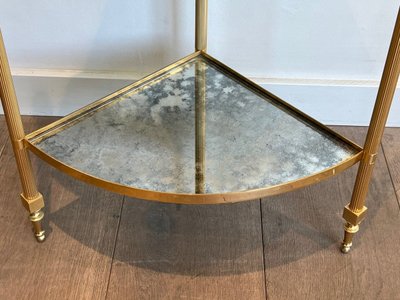 Pair Of Gilded Metal Corner Sofa Ends And Eglomerated Mirror Trays.