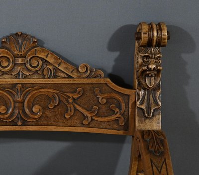 Dagobert armchair in Walnut, Medieval style - Late 19th century