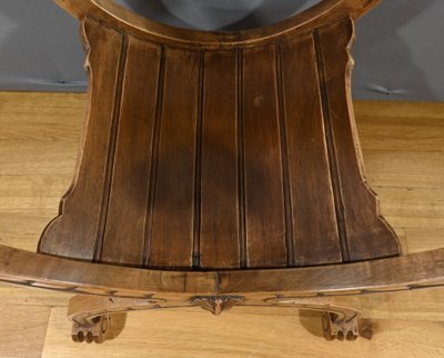 Dagobert armchair in Walnut, Medieval style - Late 19th century