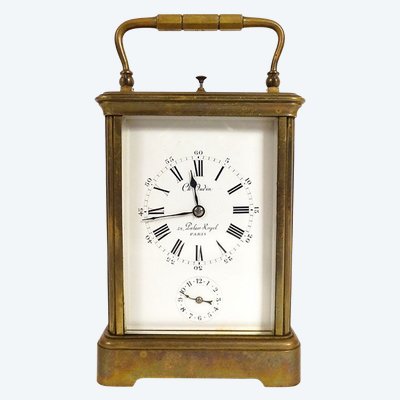 Officer's gilt bronze travel clock Ch. Oudin Palais Royal Paris 19th century