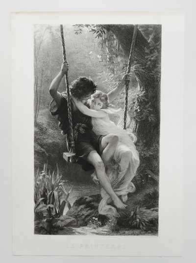 Gravure  Mythologique Le Printemps Par Amédée Varin d'Après Pierre Auguste Cot Néo-classique 19ème