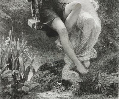 Gravure  Mythologique Le Printemps Par Amédée Varin d'Après Pierre Auguste Cot Néo-classique 19ème