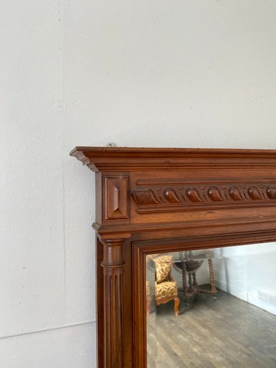 Important 19th Century Henri II Style Beveled Mirror in Solid Wood - 96cm X 150cm