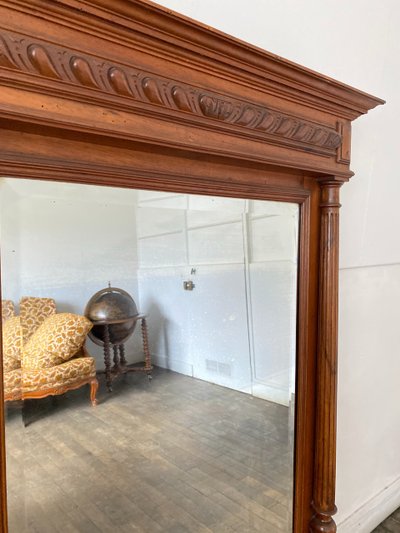 Important 19th Century Henri II Style Beveled Mirror in Solid Wood - 96cm X 150cm