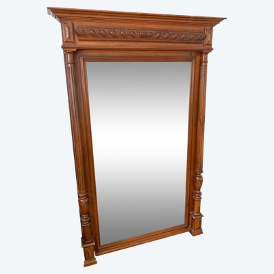 Important 19th Century Henri II Style Beveled Mirror in Solid Wood - 96cm X 150cm