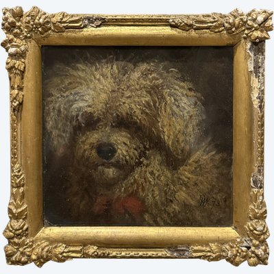 19th Century Impressionist School - Portrait of a Dog, 1873 - Monogram