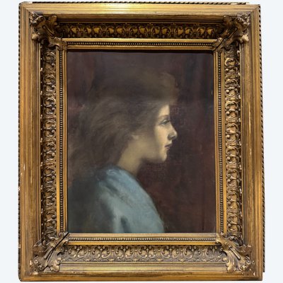 Symbolist School of the Late 19th Century - Woman in Profile, Circa 1890