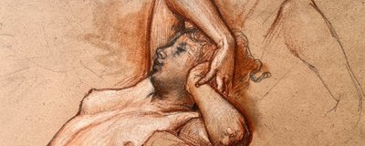 Languid female nude - three pencil drawing