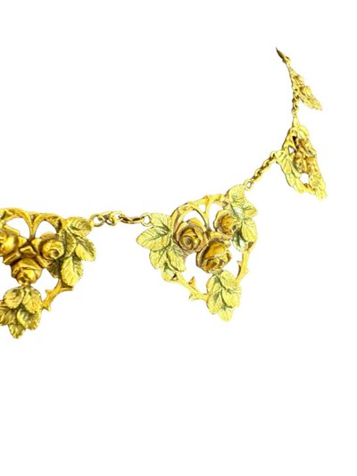 Art Nouveau Necklace In Colored Gold