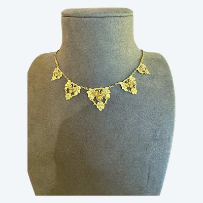 Art Nouveau Necklace In Colored Gold