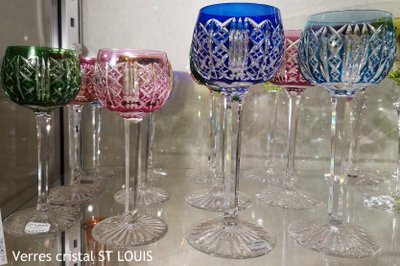 6 Saint Louis colored glasses from the 50s