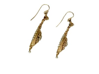 Gold and Fine Pearl Drop Earrings from the Napoleon III Period