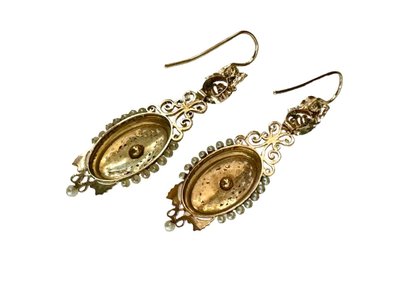 Gold and Fine Pearl Drop Earrings from the Napoleon III Period