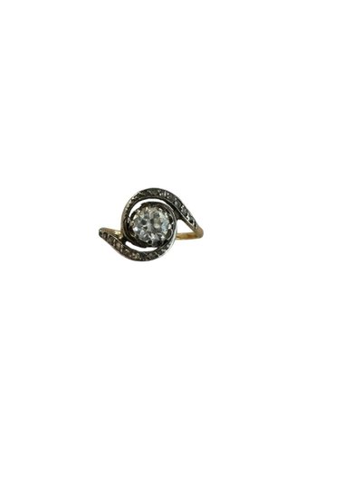 Art Nouveau Tourbillon Ring in Gold, Platinum and Diamond