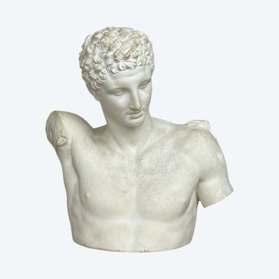 Very Important Antique Bust of Hermes After Praxiteles - Plaster 20th Century H 75 cm