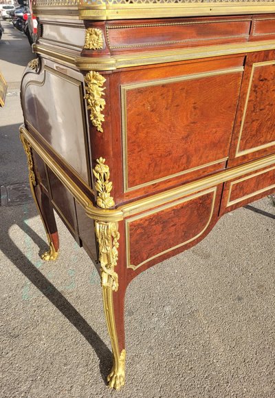 Attributed to H Dasson, Mahogany Cylinder Desk, 19th Century