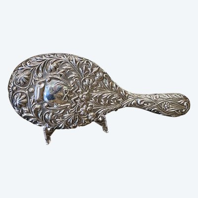 Silver Hand Face, Flower Decoration Centered on a Blank Cartouche Circa 1900