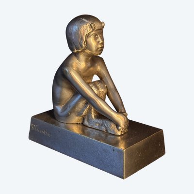 Paul Silvestre. ArtDeco sculpture "Young Faun" in silvered bronze