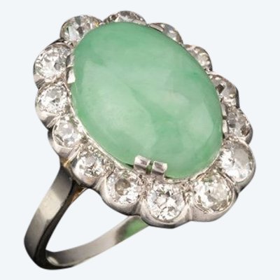 Art Deco Jade and Diamond Ring