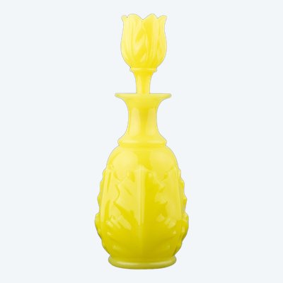 Baccarat: Large Yellow Opaline Bottle