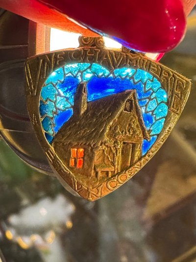 Love Medal: A Cottage and a Heart in Gold and Art Nouveau Enamel