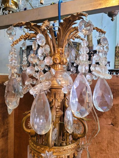 Large Chandelier in Gilt Bronze and Crystal, Napoleon III, Early 20th Century