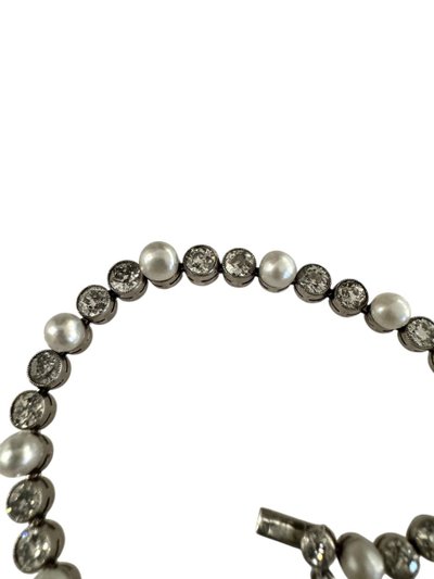 Art Nouveau Line Bracelet in Diamonds and Fine Pearls