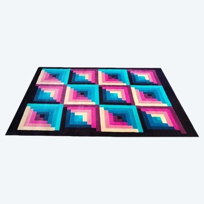 1980s Gorgeous Geometric Italian Woolen Rug by Missoni for T&J Vestor