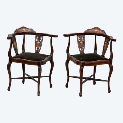 Pair of corner armchairs