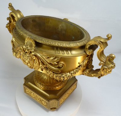 60CM Gilded bronze jardinière or centerpiece signed Barbedienne