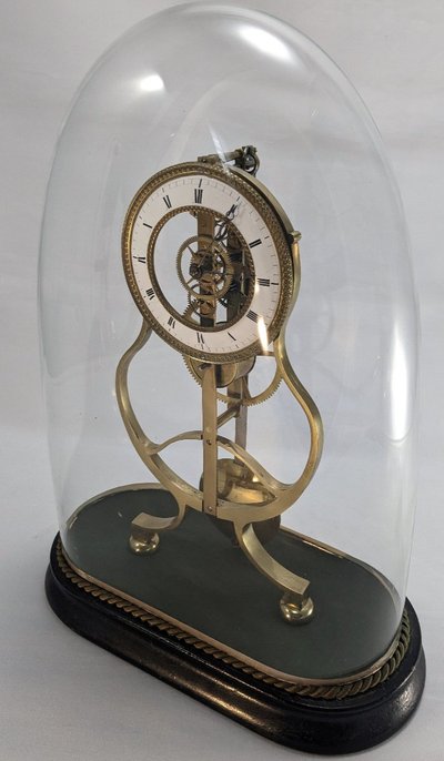 Beautiful 19th century Skeleton Clock, "Keyhole Frame" model