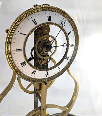 Beautiful 19th century Skeleton Clock, "Keyhole Frame" model