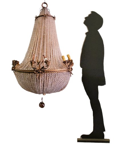 Large Chandelier (H153cm) Pearl Bag, or Hot Air Balloon, Late 19th Early 20th Century