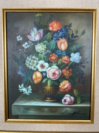 Oil on wood, late 19th century, signed A.Vianni