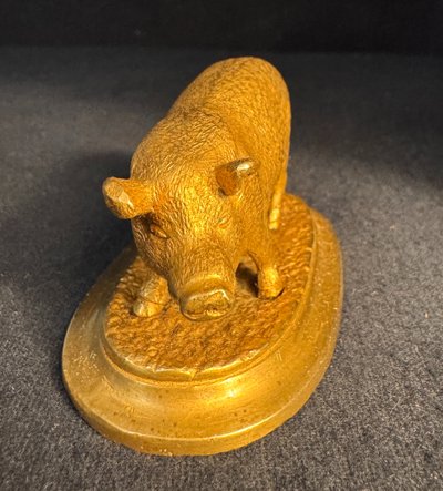 Gilded bronze animal sculpture ‘Pig’ late 19th century