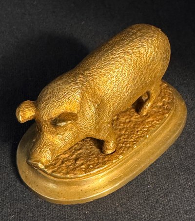 Gilded bronze animal sculpture ‘Pig’ late 19th century